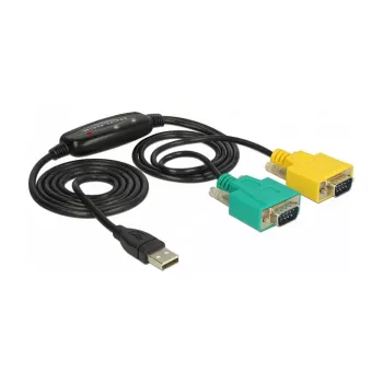 Seriālais kabelis DeLOCK 63466 USB Type-A DB-9 1,5m Melns Zaļš Dzeltens