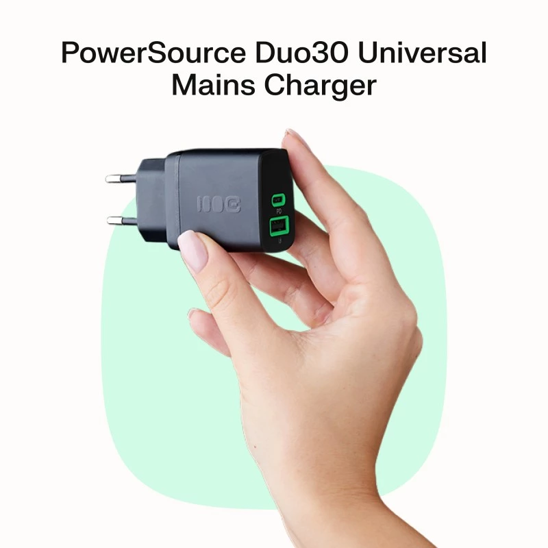 Barošanas adapteris zaļa Cell PowerSource Solo30 30W melns — USB-C viena porta lādētājs