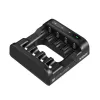 Akumulatoru lādētājs XTAR 4 vietu, AA/AAA (Li-ion, NiMH) USB-C, LED indikatori, melns