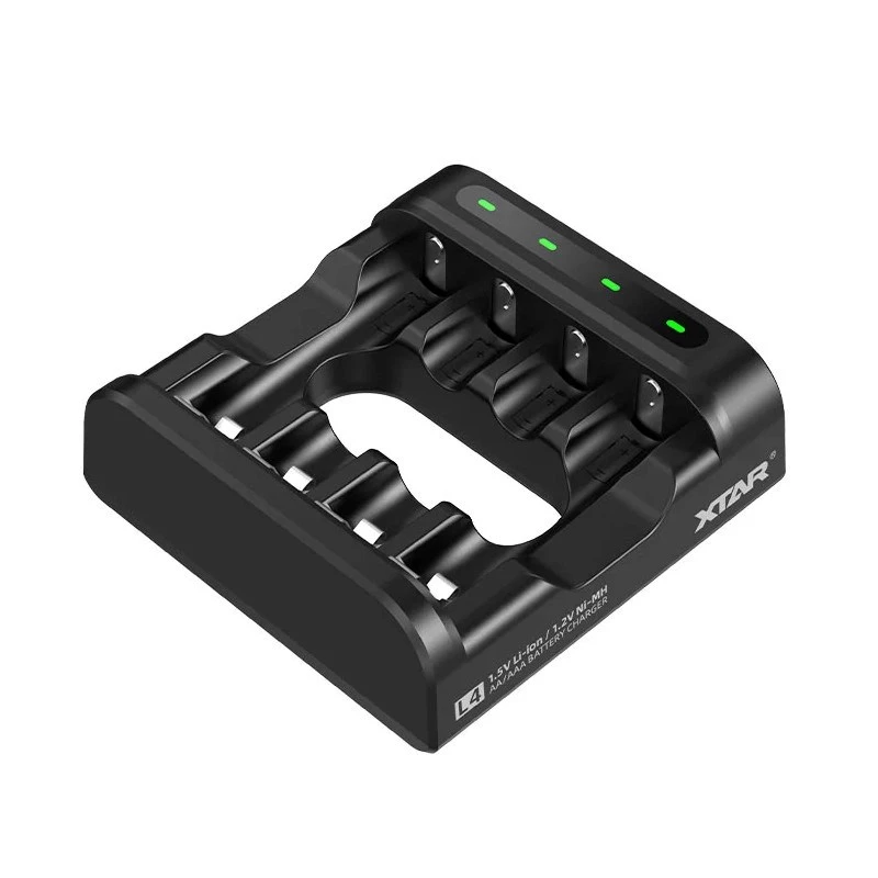 Akumulatoru lādētājs XTAR 4 vietu, AA/AAA (Li-ion, NiMH) USB-C, LED indikatori, melns