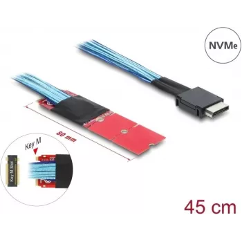 DELOCK 64360 pārveidotājs M.2 Key M uz 1 x OCuLink SFF-8611 ar 45 cm kabeli
