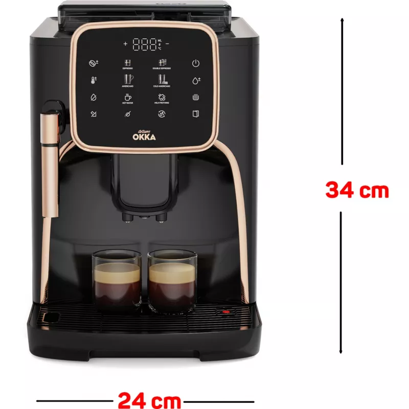 Okka Espresso Pro, pilnībā automātiska, melna/bronza, 1450 W