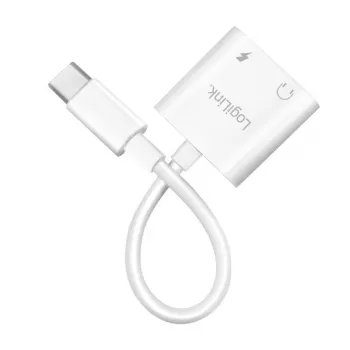 LogiLink USB-C Audio adapter USB-C/M to 2x USB-C/F 60W PD balta