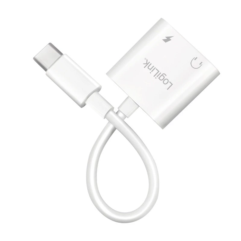LogiLink USB-C Audio adapter USB-C/M to 2x USB-C/F 60W PD balta