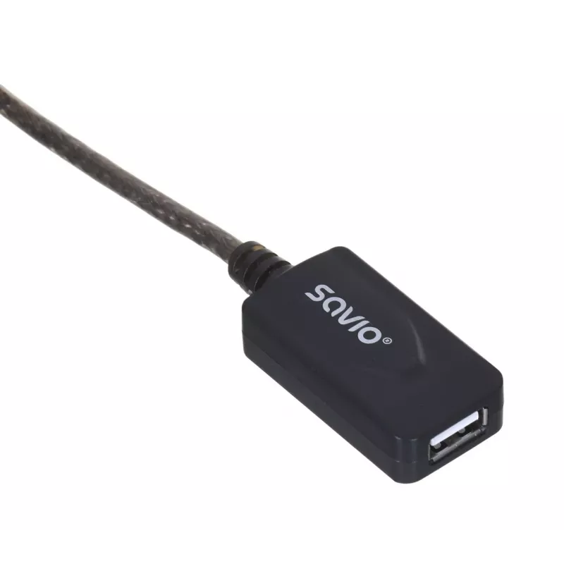 USB aktīvais porta pagarinātājs SAVIO CL-130 10 m USB 2.0 A vīrietis–sieviete, 5 V, melns