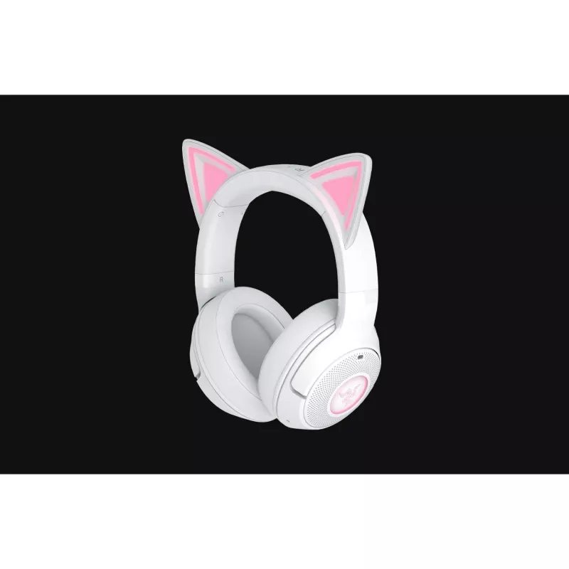 Bezvadu spēļu austiņas Razer Kraken Kitty V2 BT balta ar Bluetooth, THX telpisko audio, RGB apgaismojumu