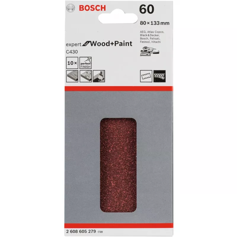 Slīploksne Bosch C430 Expert for Wood and Paint rupja graudainība P60 80x133mm
