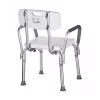 Dušas krēsls ActionMed KP300AM ar atzveltni un roku balstiem, polipropilēns, regulējams augstums 43–56 cm, sēdeklis 40×33 cm, maksimālais lietotāja svars 110 kg
