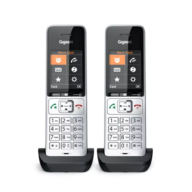 Gigaset COMFORT 500HX duo Analog/DECT telefons ar zvanītāja ID, melns, sudrabs