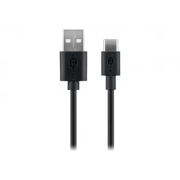 Wentronic Goobay - USB kabelis - USB (M) uz USB-C (M) - USB2.0 - 3 A - 2,0 m - Melns (59122)