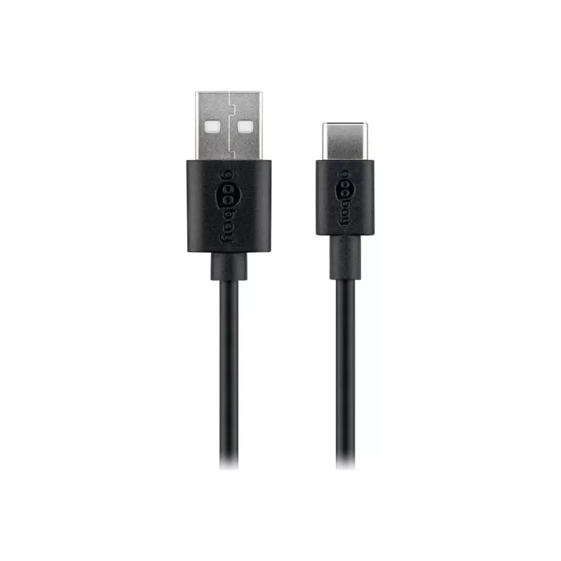 Wentronic Goobay - USB kabelis - USB (M) uz USB-C (M) - USB2.0 - 3 A - 2,0 m - Melns (59122)