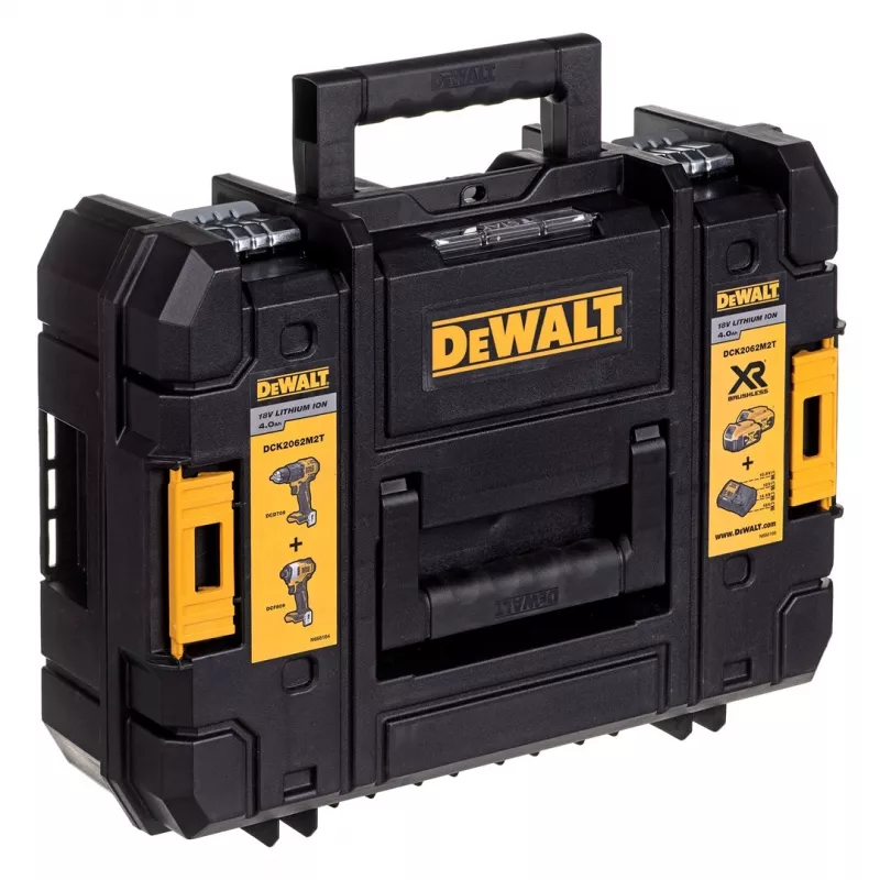 Bezvadu elektroinstrumentu komplekts DeWalt DCK2062M2T — 18V, DCD709 urbis + DCF809 1/4 collu triecienskrūvgriezis, 2×4,0Ah baterijas, TSTAK II kaste