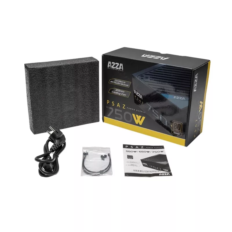 Azza PSAZ-750W barošanas bloks 20+4 pin ATX ATX Melns