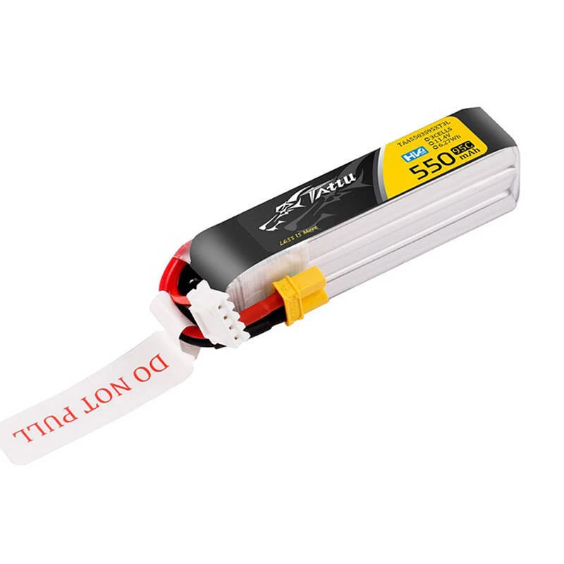 Tattu 3s 550mAh 95C 11.4V HV Lipo akumulators ar XT30 spraudni, garā iepakojuma savienotājs