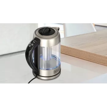 Elektriskā tējkanna Melns & Decker 1.7 L 2200 W Melna Nerūsējošais tērauds Caurspīdīga
