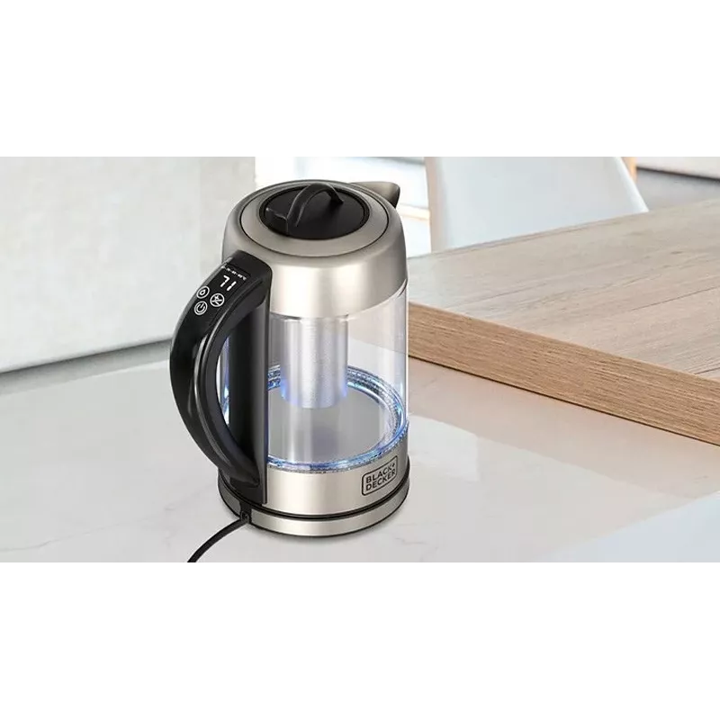 Elektriskā tējkanna Melns & Decker 1.7 L 2200 W Melna Nerūsējošais tērauds Caurspīdīga