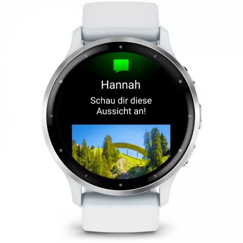 Viedpulkstenis GARMIN Venu 3 — 1,4 collu AMOLED, 45 mm korpuss, GPS, Wi‑Fi, 8 GB, Sudraba/Balts, silikona siksna