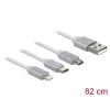 USB kabelis DeLOCK 85850 0,98 m USB 2.0 USB A USB C/Micro‑USB B/Lightning