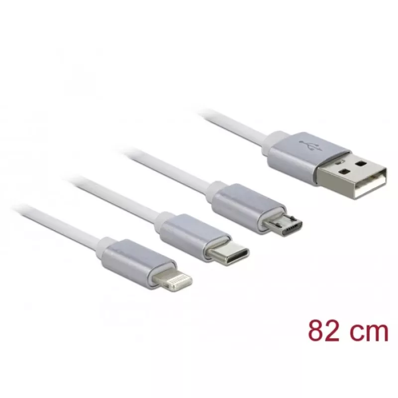 USB kabelis DeLOCK 85850 0,98 m USB 2.0 USB A USB C/Micro‑USB B/Lightning
