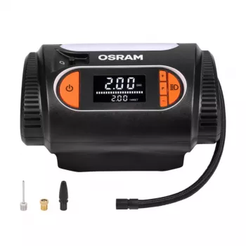 Gaisa kompresors Osram TyreInflate 2120 — kompakts 12 V ar baterijām darbināms riepu piepūtējs (OTI2120)