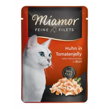 Mitrā kaķu barība Miamor MIAMOR Feine Filets 100 g paciņa — vista & tomāti, pieaugušiem kaķiem, ar tendenci uz lieko svaru