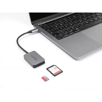 DeLOCK USB Type-C karšu lasītājs alumīnija SD Micro SD 5000 Mbit/s