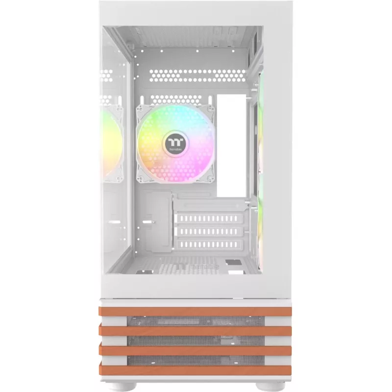 PC Micro Tower korpuss THERMALTAKE View 170 WS ARGB Snow — Micro ATX, balts, 2x120mm sānu, 1x120mm aizmugurē, barošanas bloks apakšā, atbalsta 2,5 collu/3,5 collu