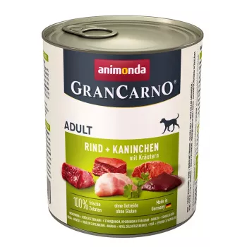 Mitrā suņu barība animonda GranCarno Liellopu gaļa + Trusis ar zaļumiem 800 g, pieaugušiem suņiem, kārba