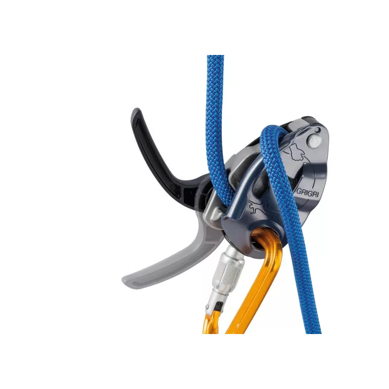 Tubular belay device Petzl GRIGRI – Aluminium and steel, 175 g, viena paka, red/oranža