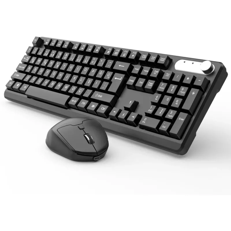 Inca IWS-549U Tastatūra ar peli iekļautu Biroja RF Bezvadu USB QWERTY Turku Melna