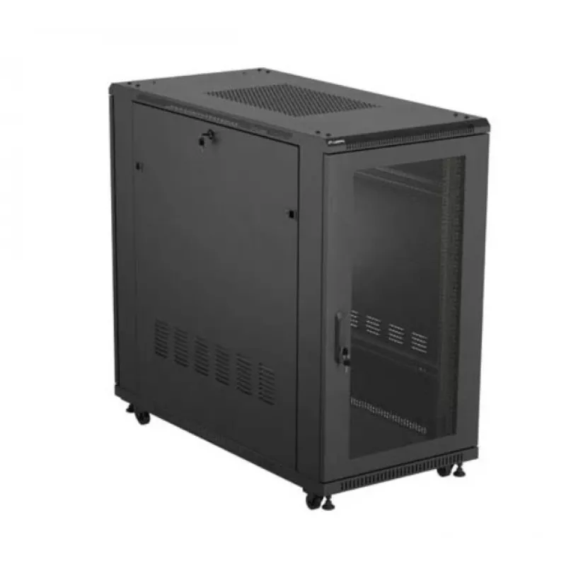 19 collu statīva skapis LANBERG FF01-6222-23B 22U 600x1200 mm melns ar perforētām durvīm