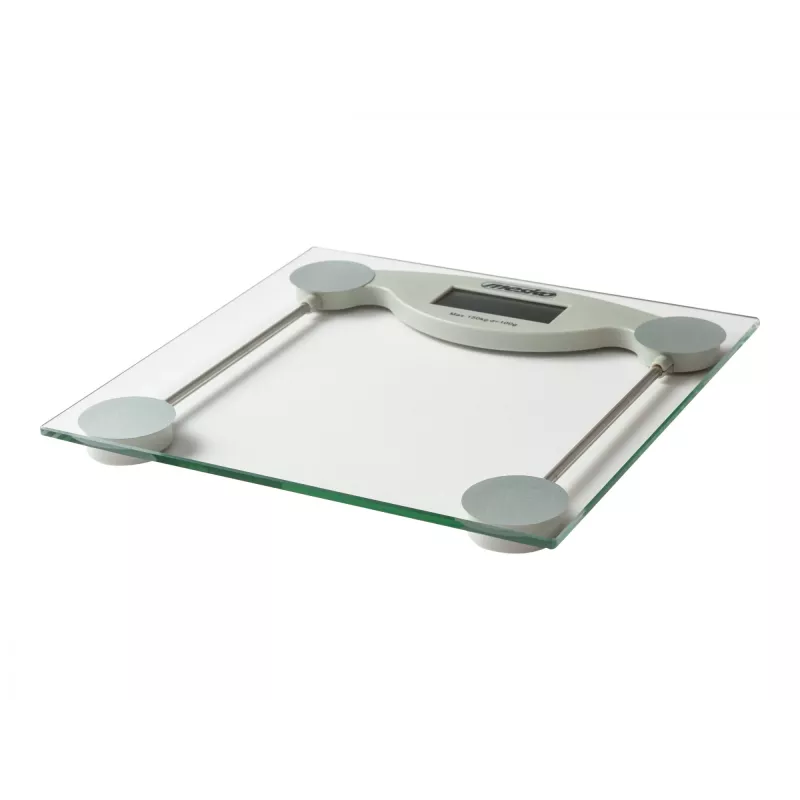 Elektroniskie personiskie svari Mesko MS 8137 — ietilpība 150 kg, precizitāte 100 g, balts/caurspīdīgs