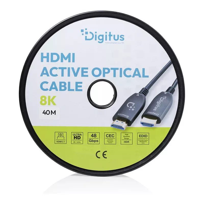 DIGITUS HDMI AOC hibrīda optiskās šķiedras kabelis UHD 8K 40 m