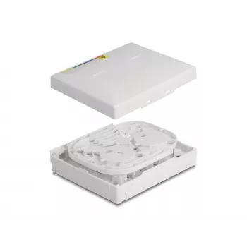 DeLOCK optiskās šķiedras pieslēguma kārba FTTH sienas montāžai 4 x SC Simplex LC Duplex balta