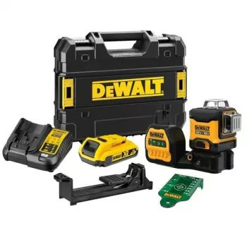 Lāzera nivelieris DeWalt DCE089D1G18-QW zaļš stars, pašizlīdzinošs, 360° ar uztvērēja savietojamību