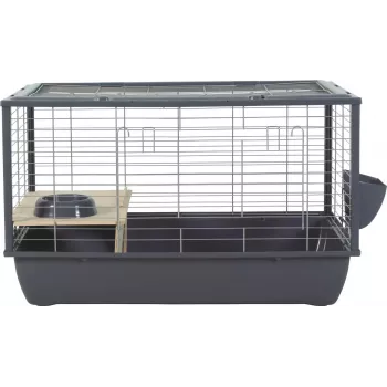 Iekštelpu trušu būris ZOLUX Neolife Connect 101.5×54×51 cm — metāla rāmis, plastmasas pamats, pelēks