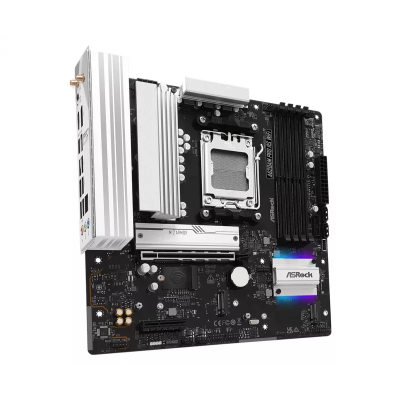Mātesplate ASROCK A620AM PRO RS WIFI AM5 microATX, AMD A620, 4×DDR5, Wi‑Fi, HDMI, DP, 3×M.2, 2×SATA, 7.1 audio, 1Gb LAN