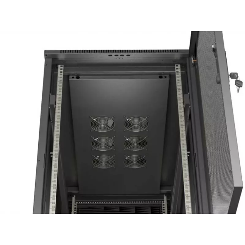 19 collu statīva skapis LANBERG FF01-6222-23B 22U 600x1200 mm melns ar perforētām durvīm