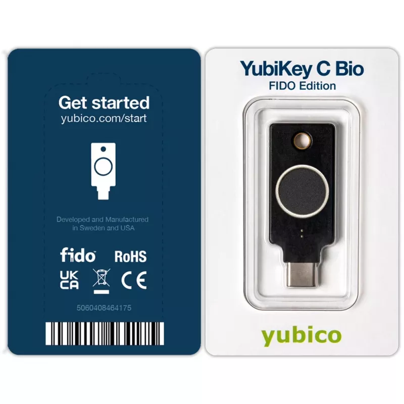 YubiKey C Bio FIDO Edition Yubico Melns Bezparoles Autentifikācija
