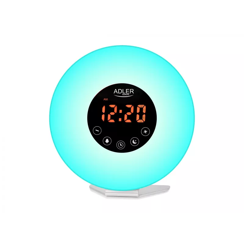Modinātājpulkstenis Wake‑Up Light Adler AD1916 ar saullēkta simulāciju un FM radio