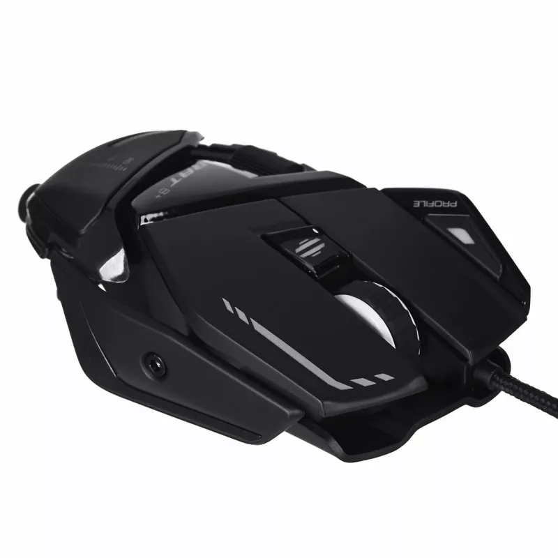 Spēļu pele Mad Catz R.A.T. 8+ — labā roka, optiskā, 16000 DPI, 11 pogas, USB Type-A, 145 g