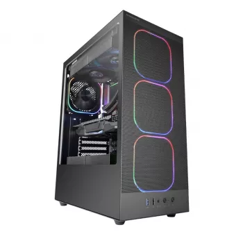 Datora korpuss TACENS MARS MC‑NEBULA Midi Tower ar rūdīta stikla paneli, četriem 120 mm aRGB ventilatoriem, atbalsta ATX, GPU līdz 30,2 cm