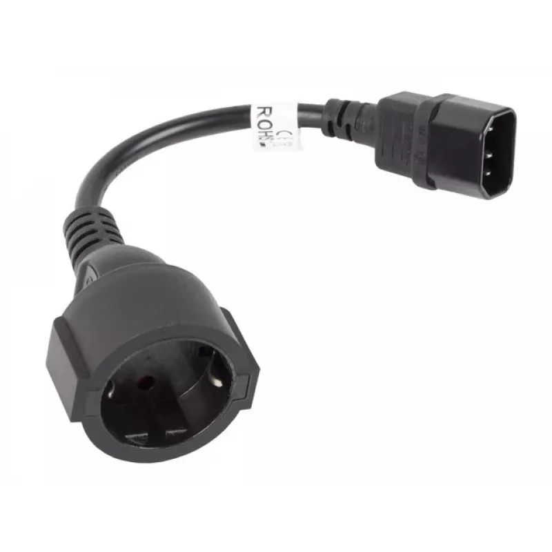 Lanberg CA-C14E-10CC-0018-BK Stromkabel Schwarz 0,18 m C14-Koppler (CA-C14E-10CC-0018-BK)