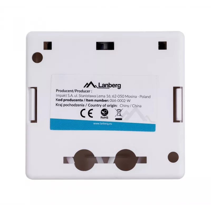 LANBERG Outlet Box RJ-45 Cat6 OU6-0002-W balta, 2 ligzdas, 30×54×57 mm