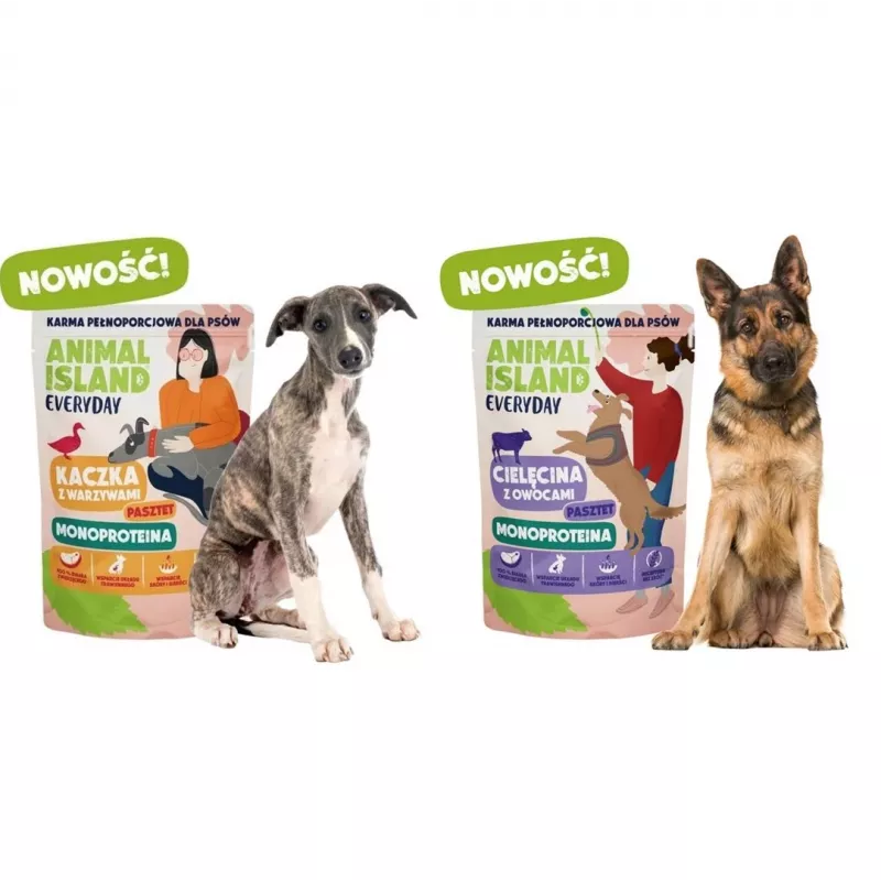 ANIMAL ISLAND Monoproteīns teļa gaļa/pīle/tītars suņu barība 9×300g