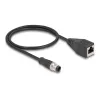 DeLOCK M12 adaptera kabelis D‑kodēts 4 kontaktu vīrišķais uz RJ45 sievišķo 50 cm