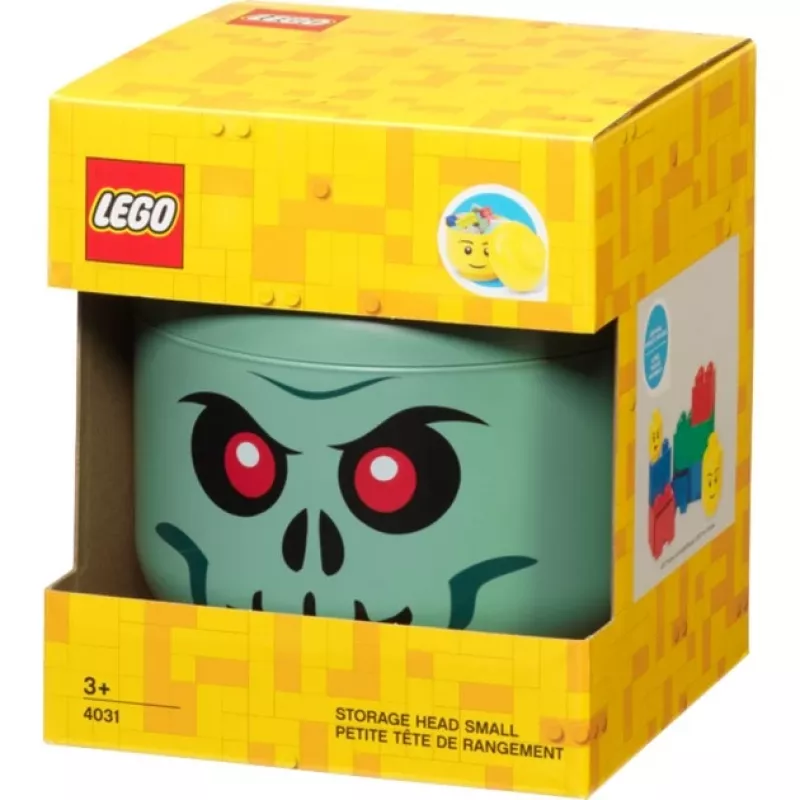 Uzglabāšanas kaste Room Copenhagen LEGO Head Skeleton maza, zaļa/melna