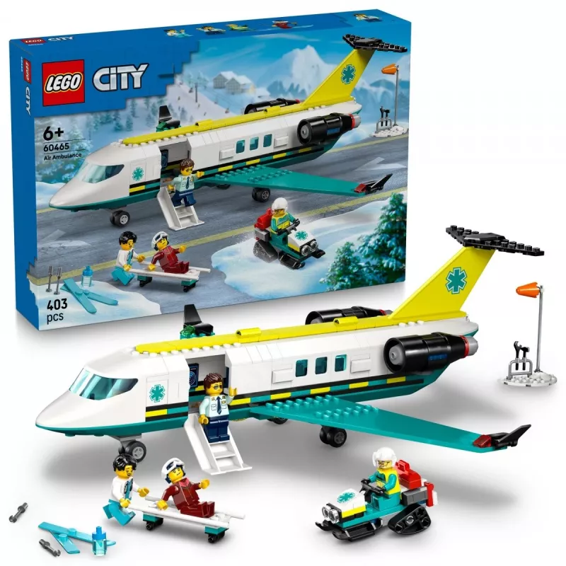 LEGO City Avārijas lidmašīna 60465 – neliels glābšanas lidaparāta būvēšanas komplekts, 403 detaļas, 4 minifigūriņas, vecums 6+