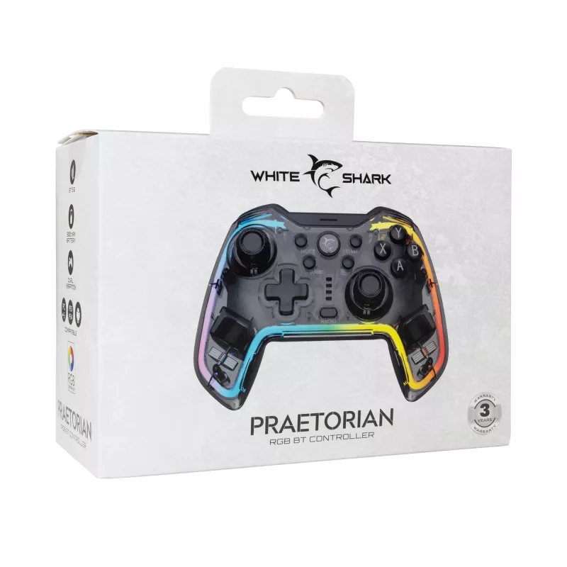 Spēļu kontrolieris White Shark GPW-8040 RGB bezvadu Bluetooth, modelis PRAETORIAN