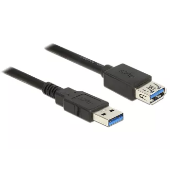 DeLOCK pagarinātāja vads USB3.0 - USB pagarinātāja vads - USB Type A (M) uz USB Type A (W) - USB3.0 - 5,0 m - melns (85058)